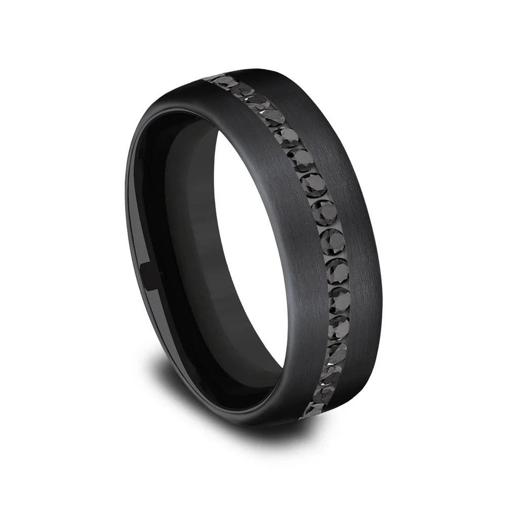The Edison Men's Wedding Band in Black Titanium - 6.5mm Width by Forge - Image 2