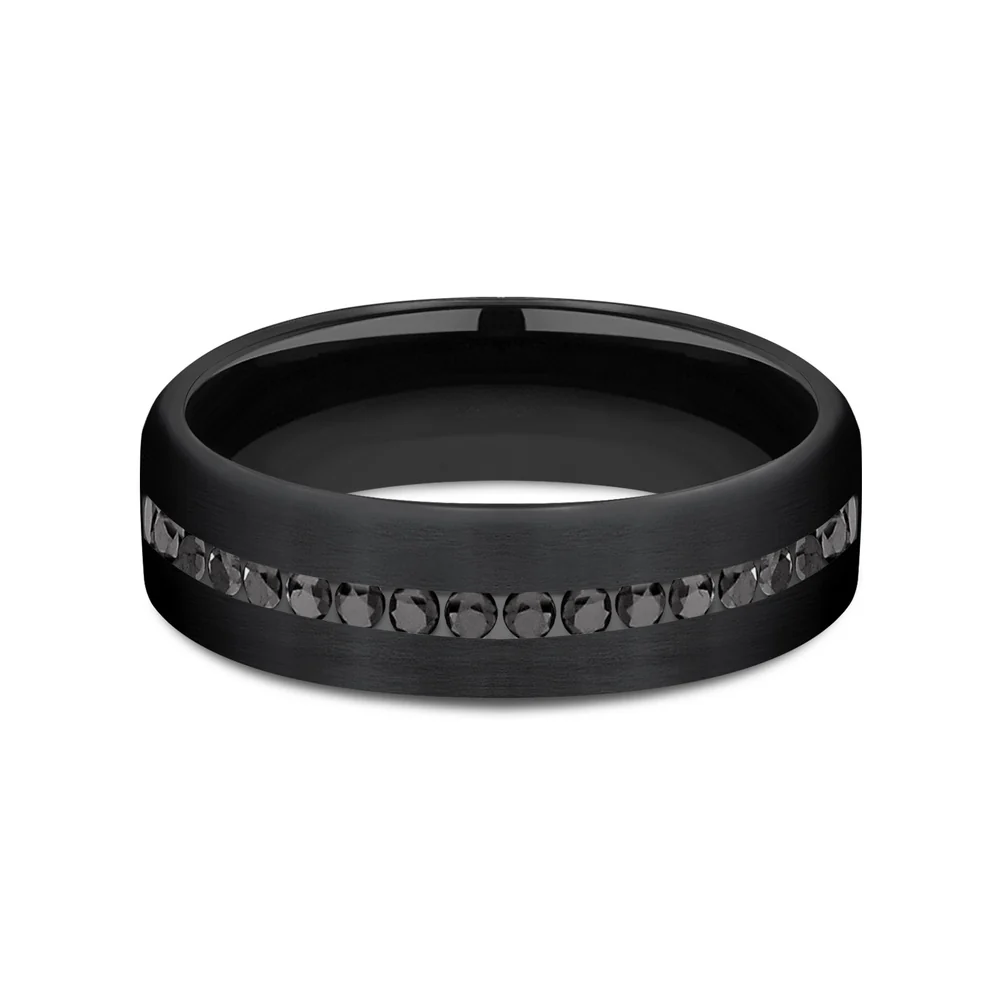 The Edison Men's Wedding Band in Black Titanium - 6.5mm Width by Forge - Image 3