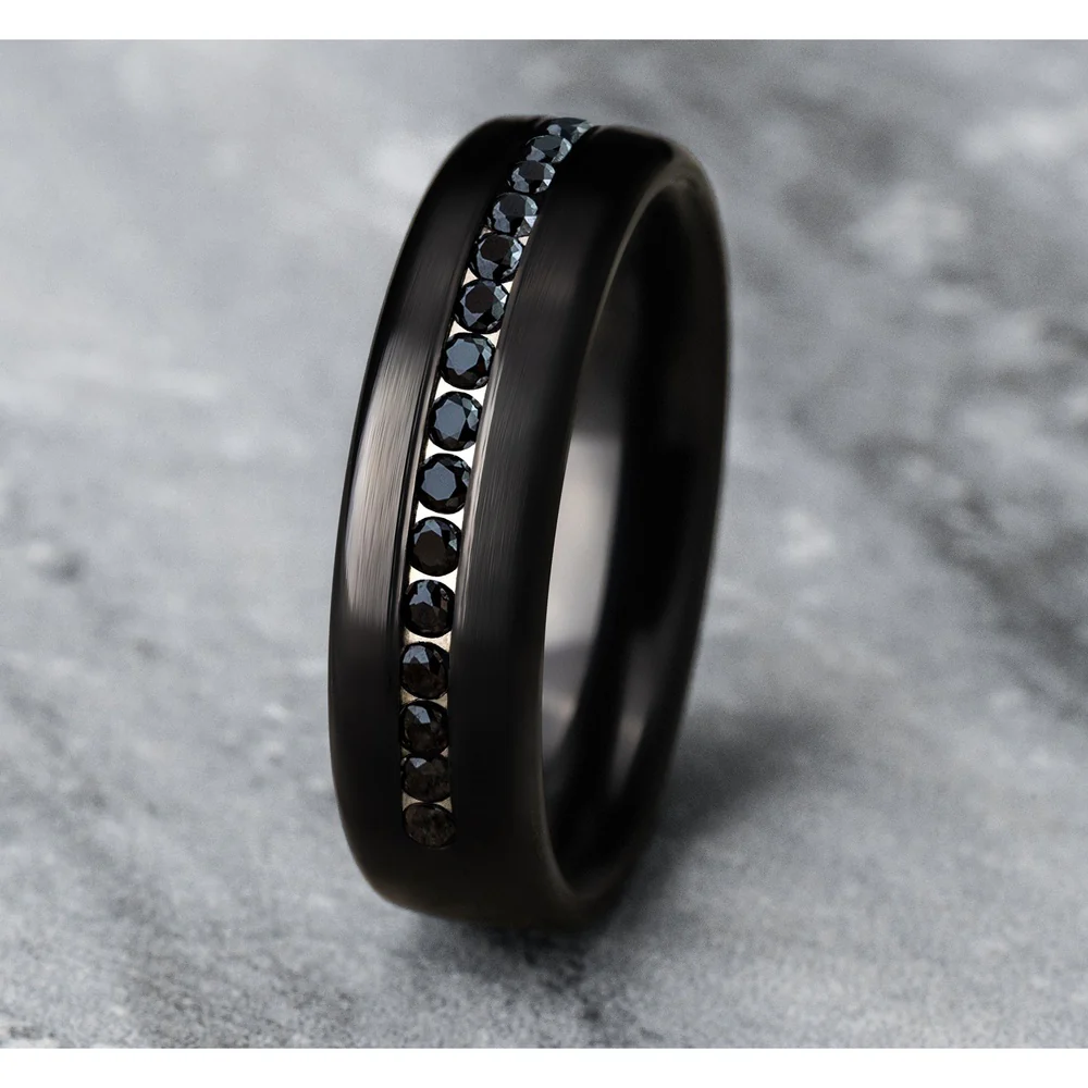 The Edison Men's Wedding Band in Black Titanium - 6.5mm Width by Forge - Image 4