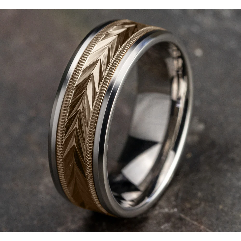 The Elector Men's Wedding Band in 14K White and Rose Gold - 8mm Width by Benchmark - Image 4