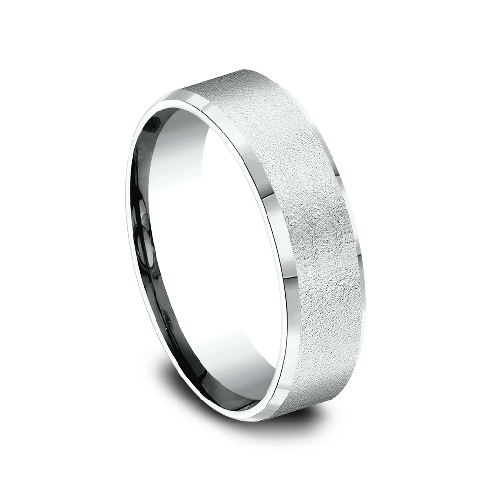 The Envoy Men's Wedding Band in 14K White Gold - 6.5mm Width by Benchmark - Image 2