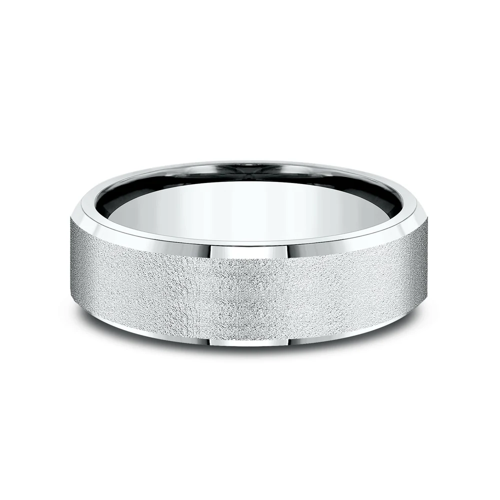 The Envoy Men's Wedding Band in 14K White Gold - 6.5mm Width by Benchmark - Image 3