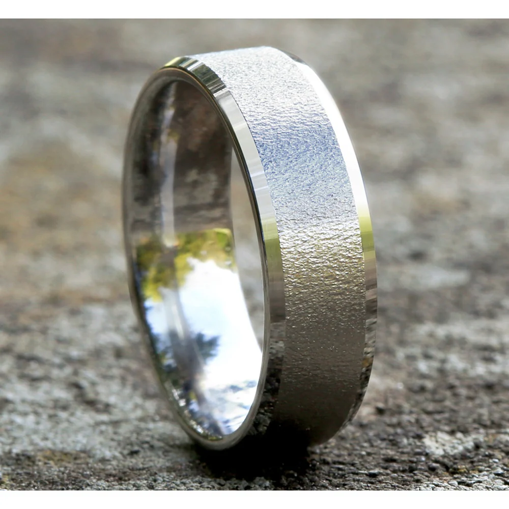 The Envoy Men's Wedding Band in 14K White Gold - 6.5mm Width by Benchmark - Image 4