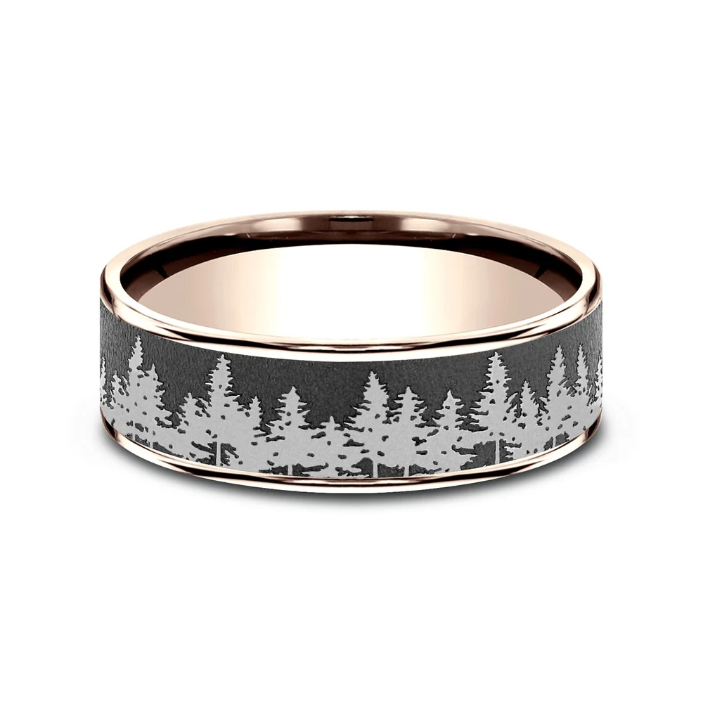 The Evergreen Men's Wedding Band in 14K Rose Gold and Darkened Tantalum - 7.5mm Width by Brook and Branch - Image 3