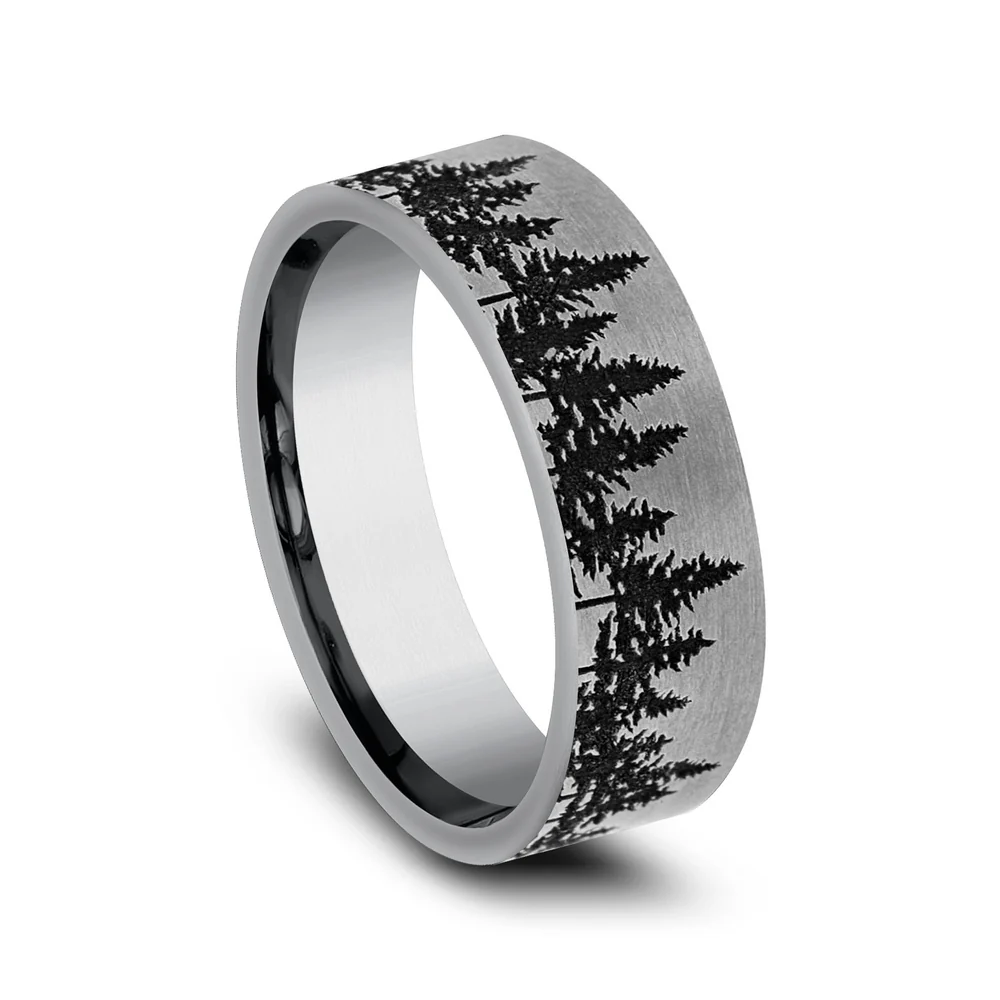 The Evergreen Men's Wedding Band in Tungsten - 7mm Width by Forge - Image 2