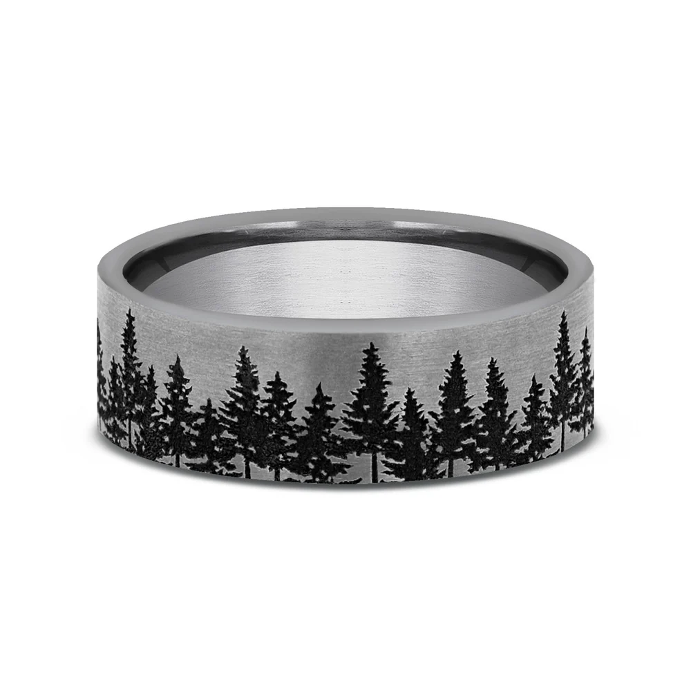 The Evergreen Men's Wedding Band in Tungsten - 7mm Width by Forge - Image 3