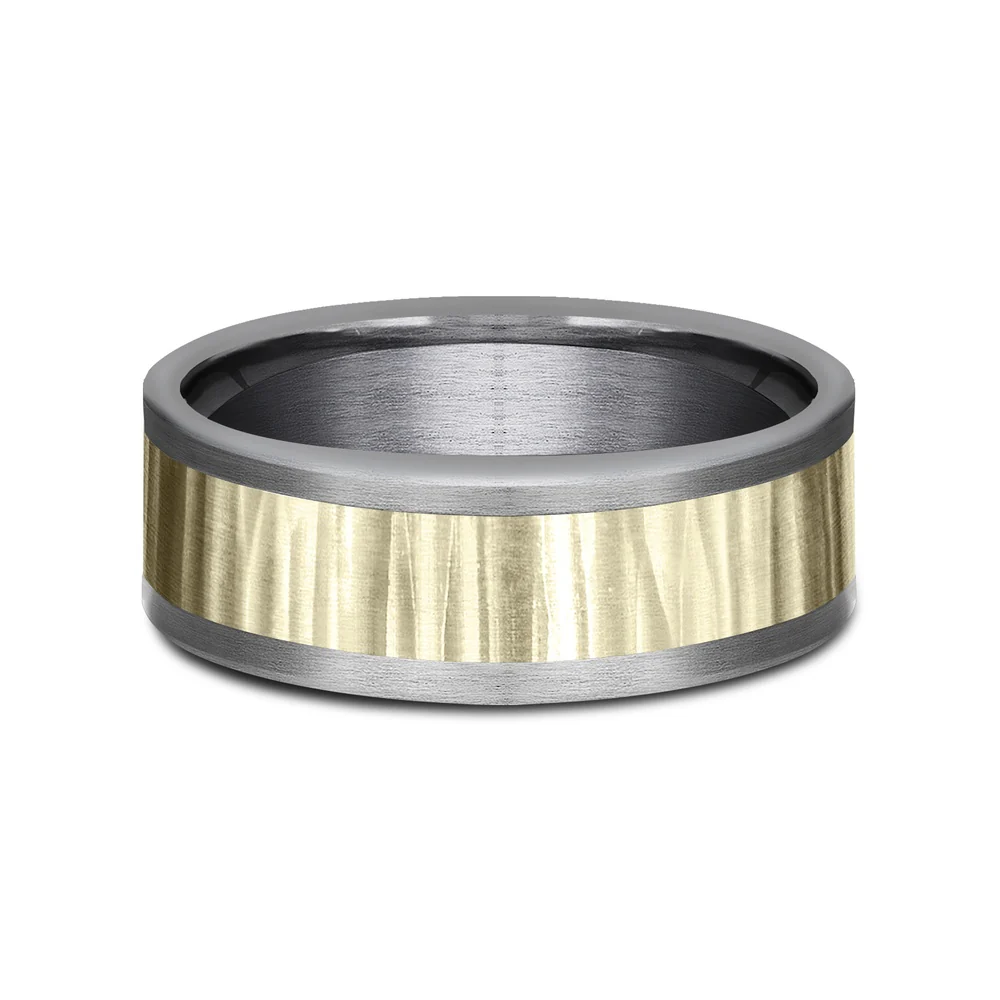 The Excavator Men's Wedding Band in Grey Tantalum and 14K Yellow Gold - 8mm Width by Ammara Stone - Image 3
