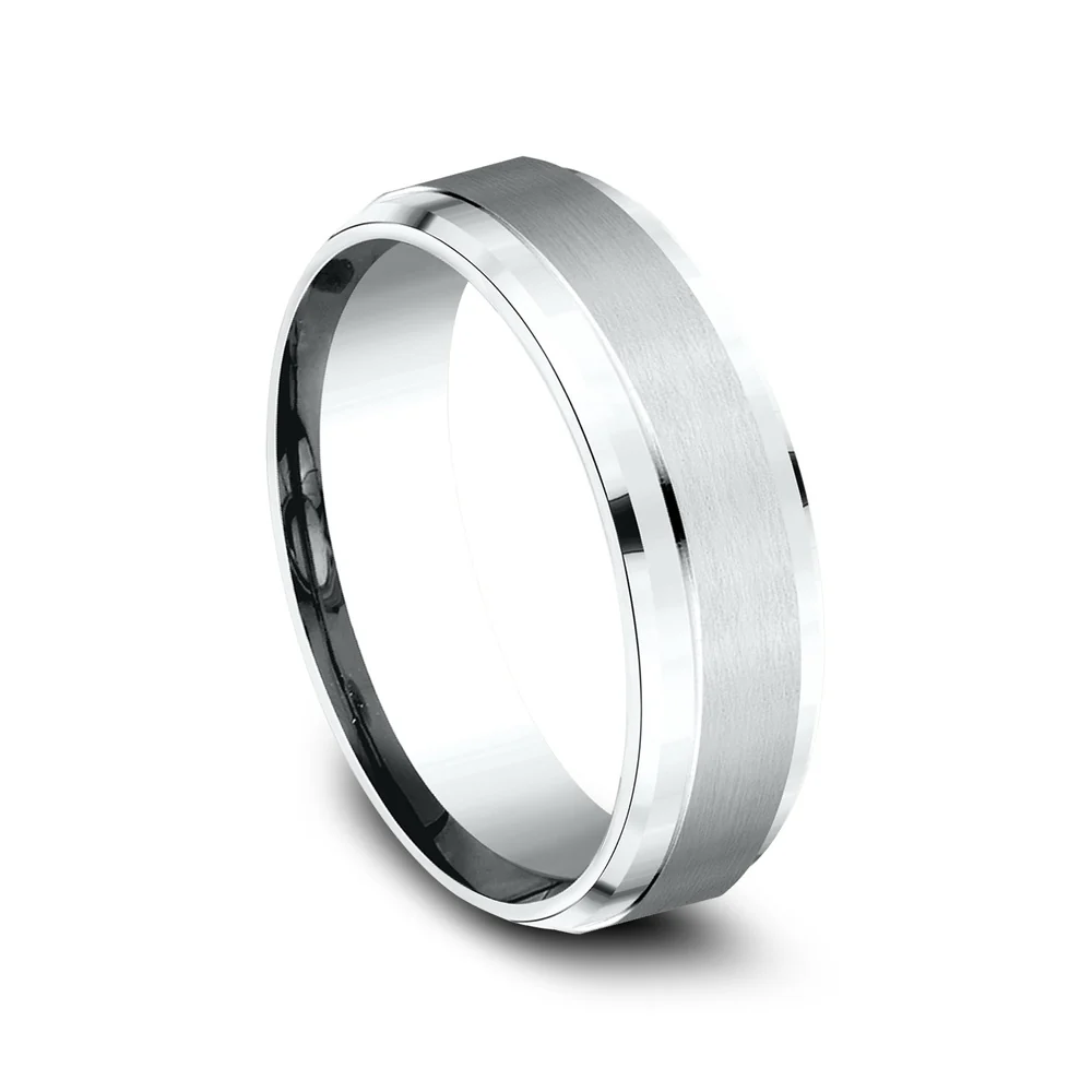 The Executive Men's Wedding Band in 14K White Gold - 7mm Width by Benchmark - Image 2