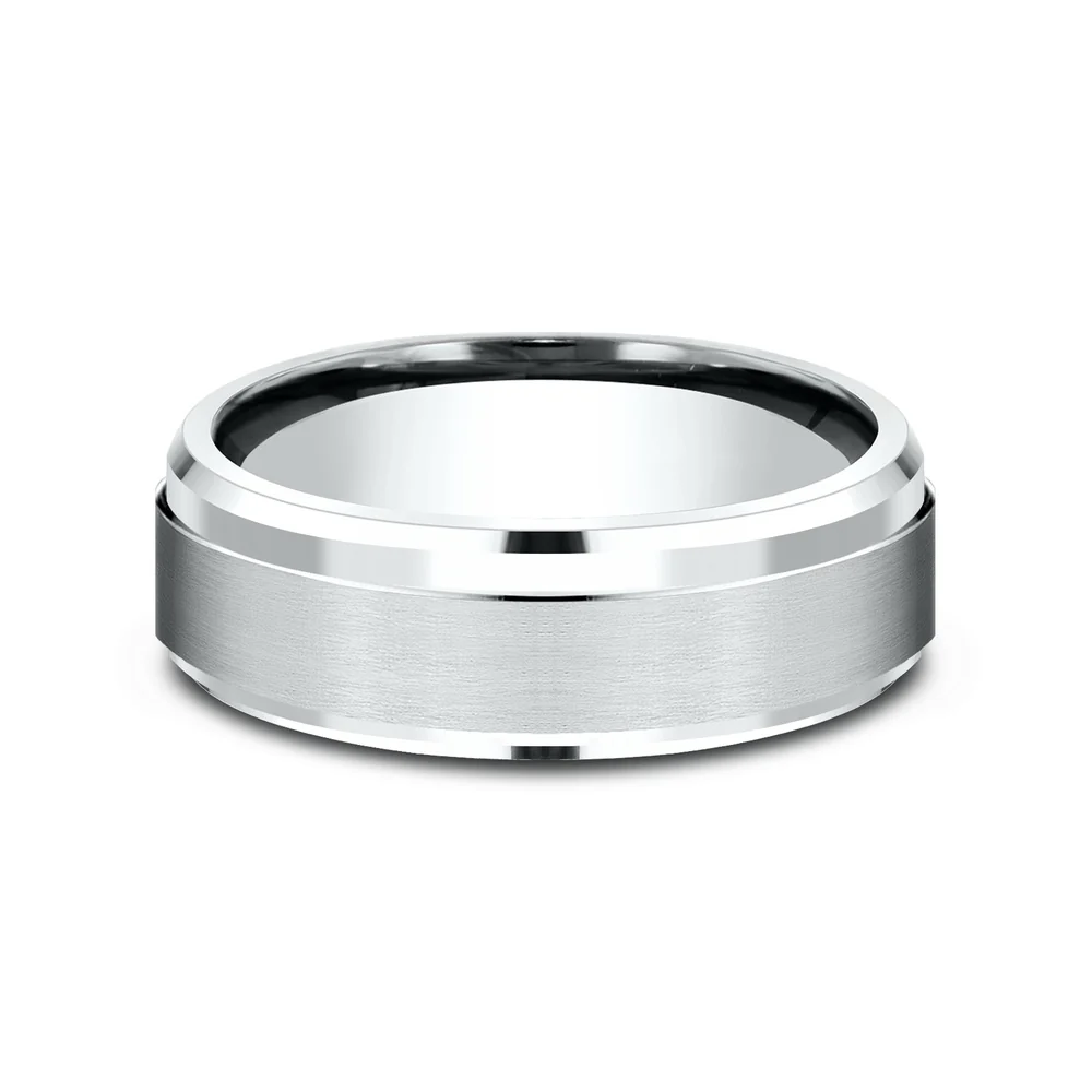 The Executive Men's Wedding Band in 14K White Gold - 7mm Width by Benchmark - Image 3