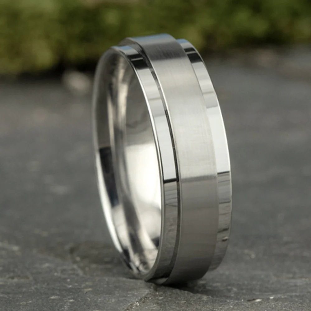 The Executive Men's Wedding Band in 14K White Gold - 7mm Width by Benchmark - Image 4