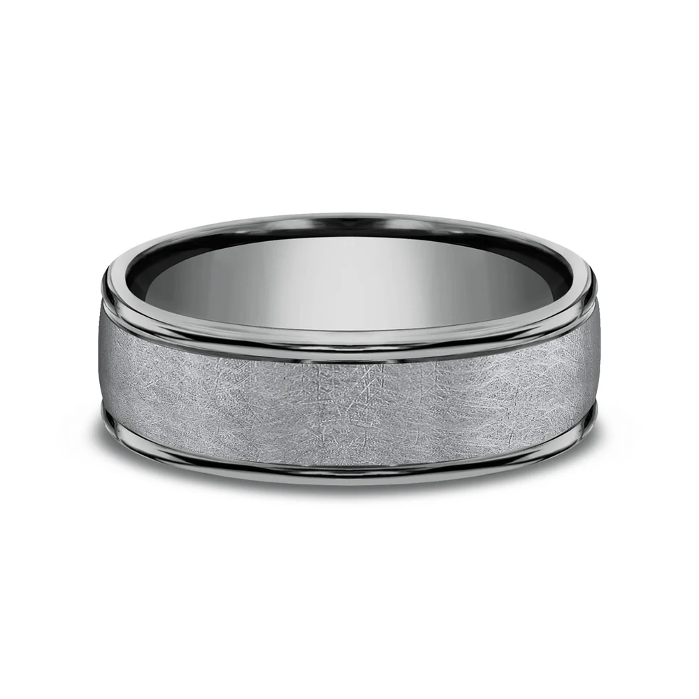 The Ezra Men's Wedding Band in Grey Tantalum - 6.5mm Width by Tantalum - Image 3