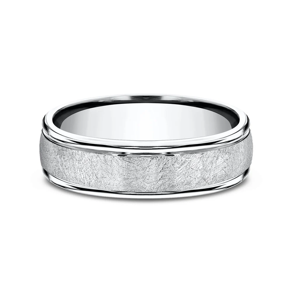 The Ezra Men's Wedding Band in White Cobalt - 6.5mm Width by Forge - Image 3