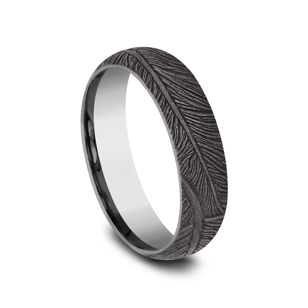 The Falcon Men's Wedding Band in Grey Tantalum - 6mm Width by Tantalum - Image 2