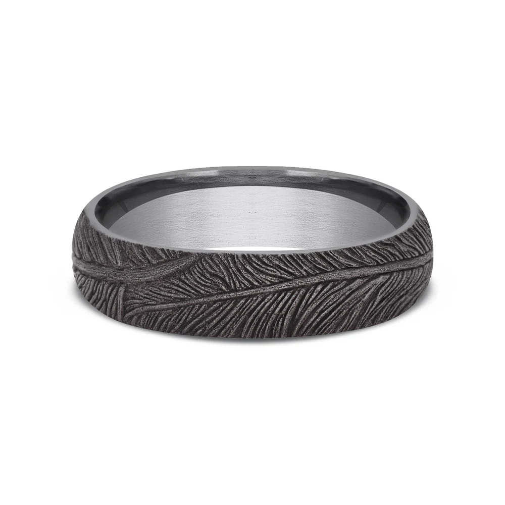 The Falcon Men's Wedding Band in Grey Tantalum - 6mm Width by Tantalum - Image 3