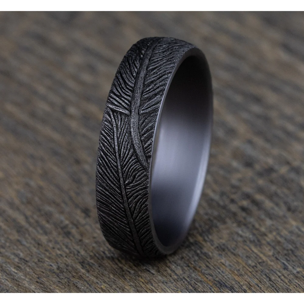 The Falcon Men's Wedding Band in Grey Tantalum - 6mm Width by Tantalum - Image 4
