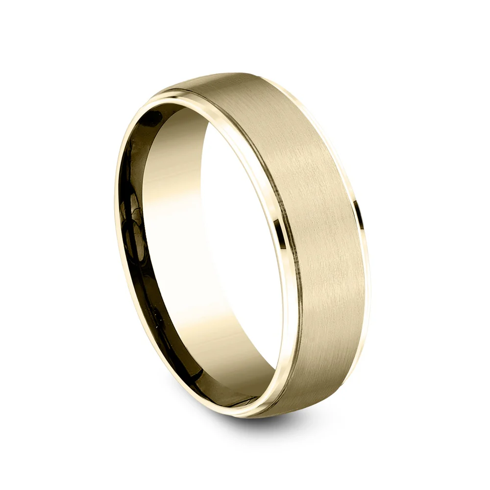 The Franklin Men's Wedding Band in 14K Yellow Gold - 6.5mm by Benchmark - Image 2