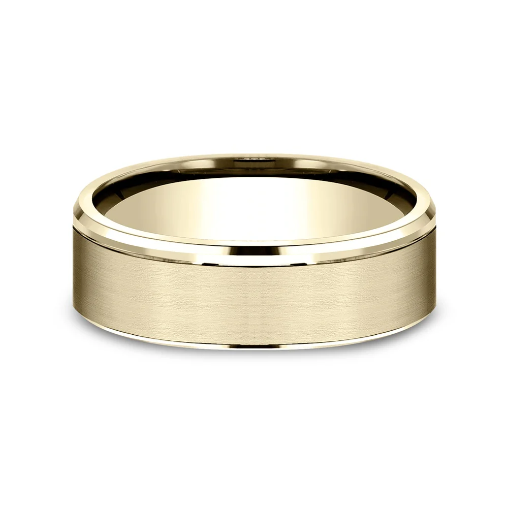 The Franklin Men's Wedding Band in 14K Yellow Gold - 6.5mm by Benchmark - Image 3