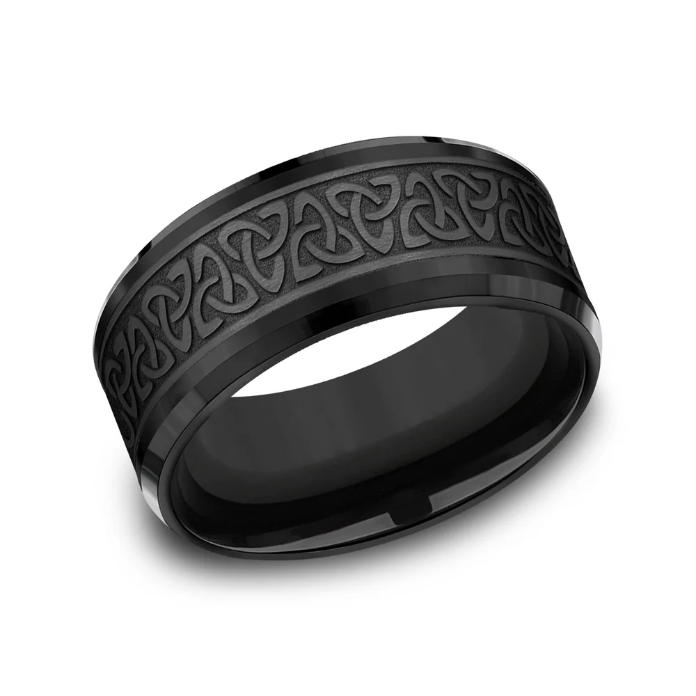 The Galway Men's Wedding Band in Black Titanium - 9mm Width by Forge