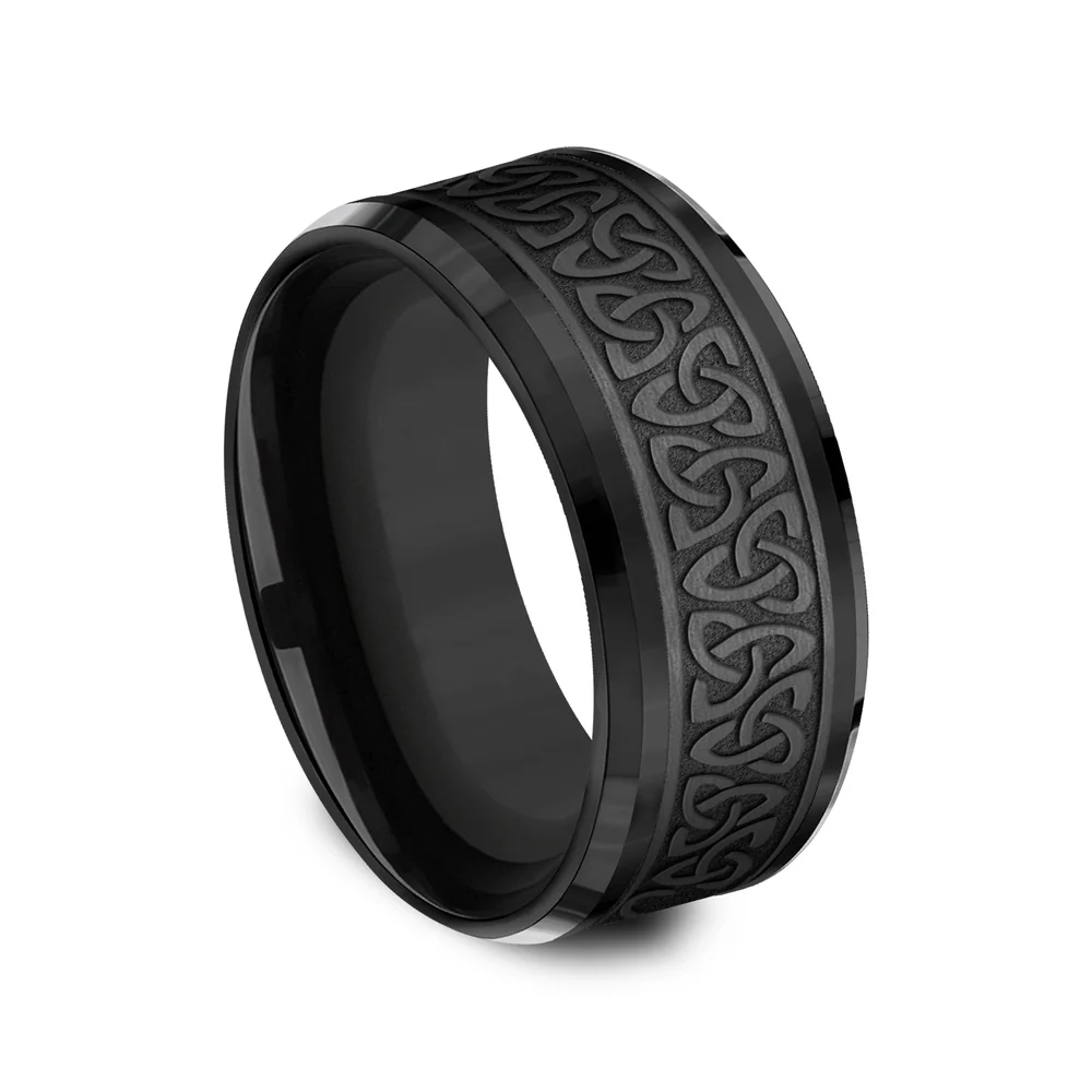 The Galway Men's Wedding Band in Black Titanium - 9mm Width by Forge - Image 2