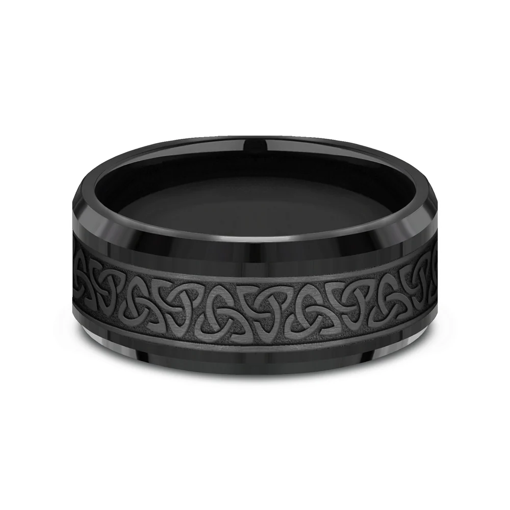 The Galway Men's Wedding Band in Black Titanium - 9mm Width by Forge - Image 3