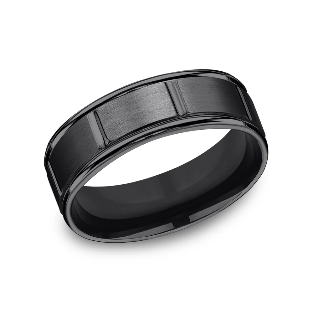The Gambit Men's Wedding Band in Black Titanium - 7mm Width by Forge