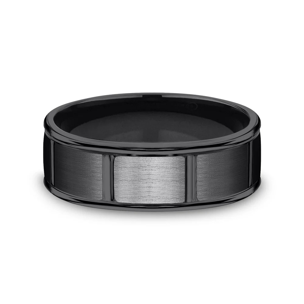 The Gambit Men's Wedding Band in Black Titanium - 7mm Width by Forge - Image 3