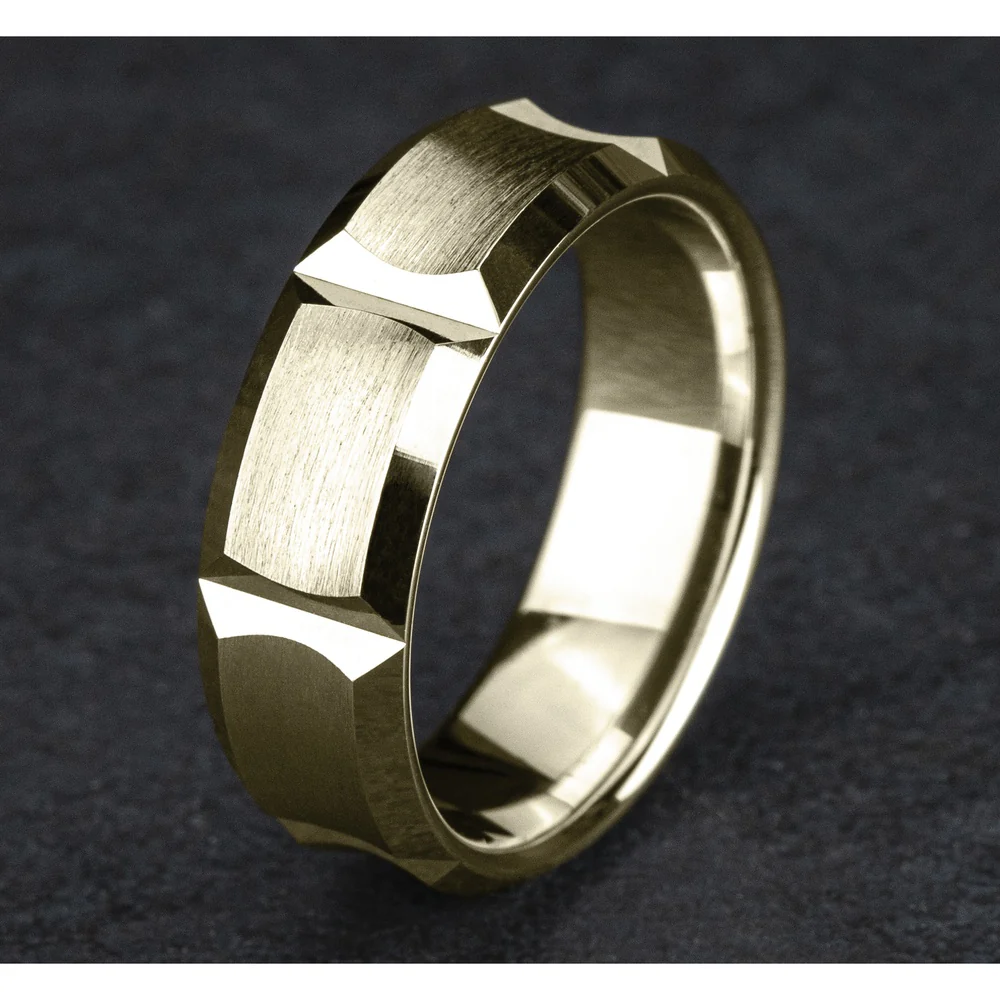 The Gauntlet Men's Wedding Band in 14K Yellow Gold - 7.5mm Width by Benchmark - Image 4