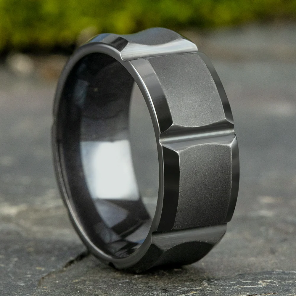 The Gauntlet Men's Wedding Band in Tantalum - 8mm Width by Tantalum - Image 4