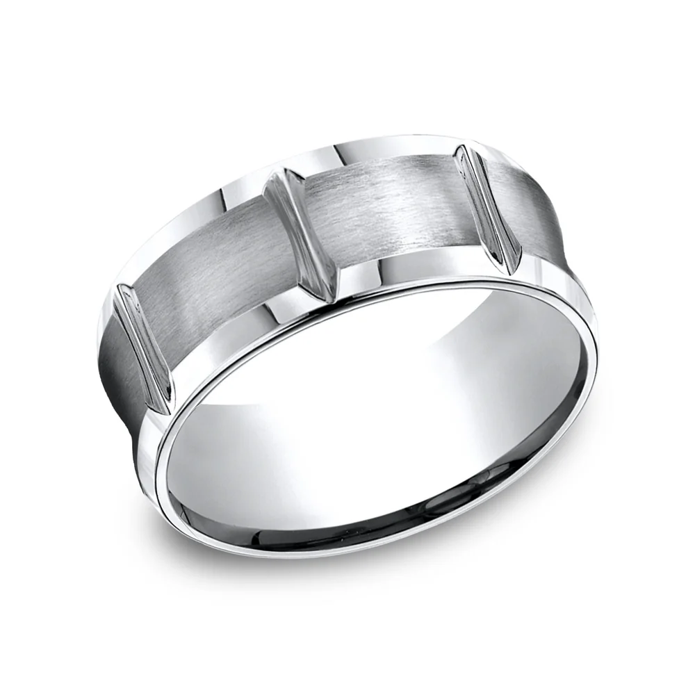 The Gauntlet Men's Wedding Band in White Cobalt - 9mm Width by Forge