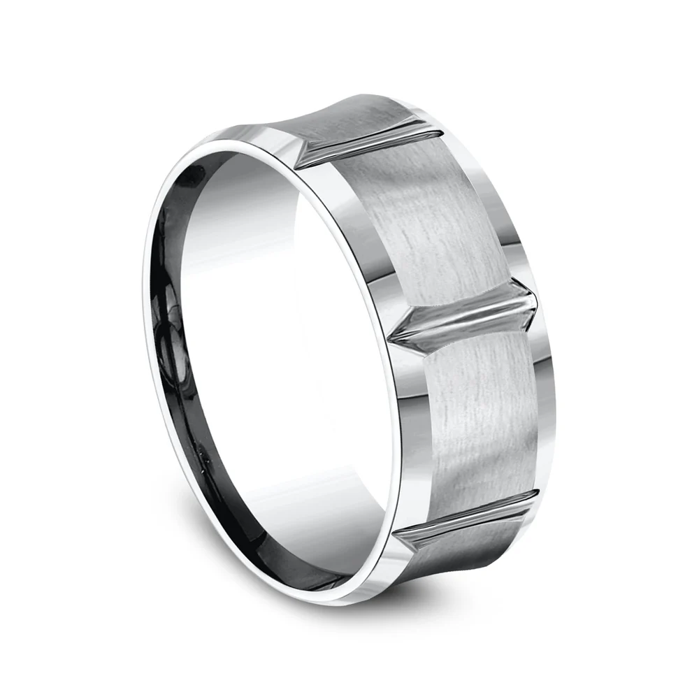 The Gauntlet Men's Wedding Band in White Cobalt - 9mm Width by Forge - Image 2