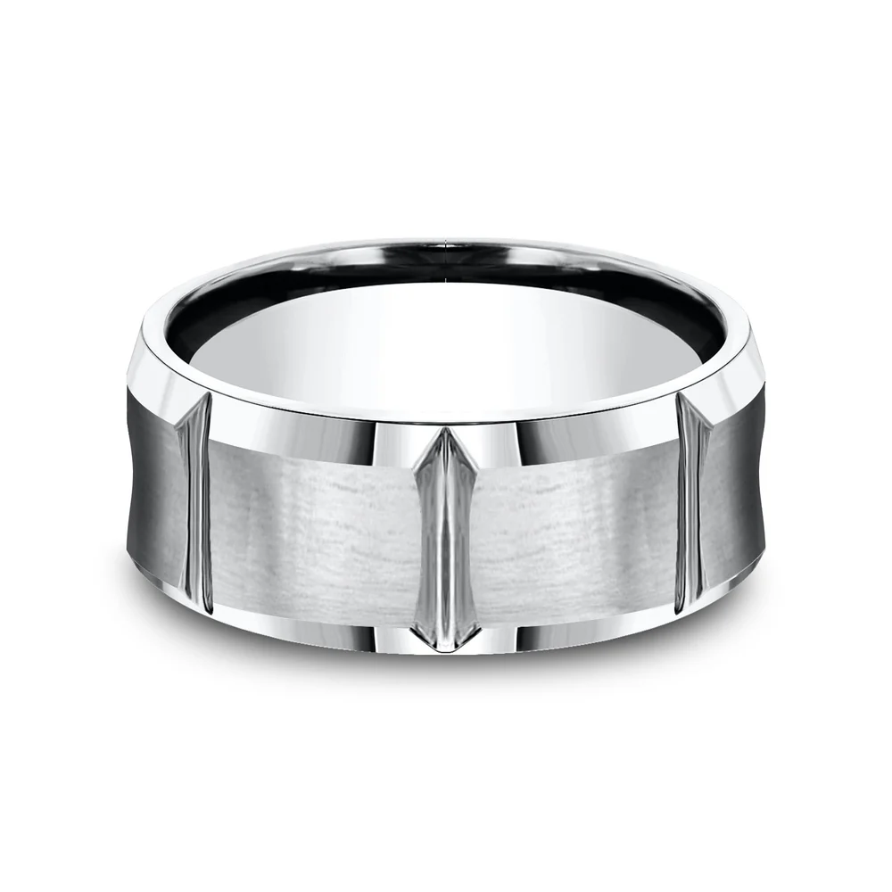 The Gauntlet Men's Wedding Band in White Cobalt - 9mm Width by Forge - Image 3