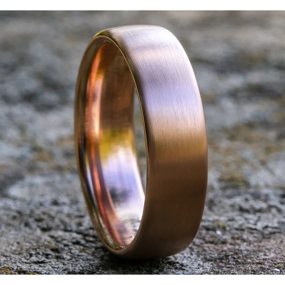 The Genesis Men's Wedding Band in 14K Rose Gold - 6.5mm Width by Benchmark - Image 4