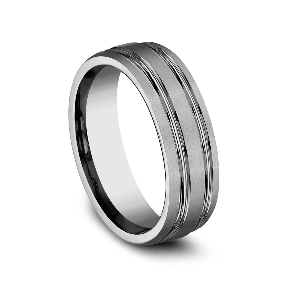The Groom Men's Wedding Band in Tungsten - 7mm Width by Forge - Image 2