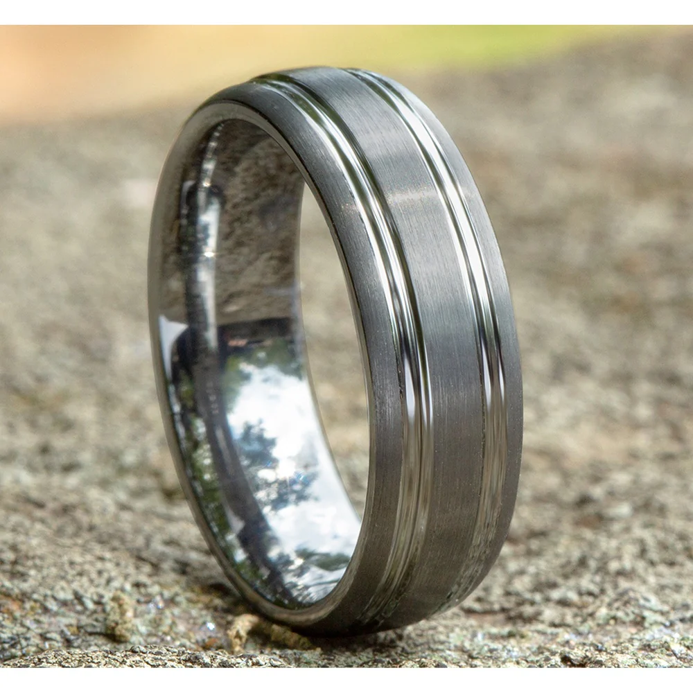 The Groom Men's Wedding Band in Tungsten - 7mm Width by Forge - Image 4