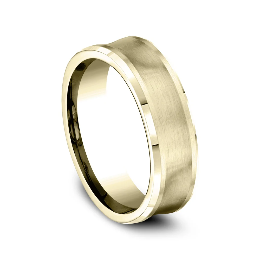 The Grotto Men's Wedding Band in 14K Yellow Gold - 7.5mm Width by Benchmark - Image 2