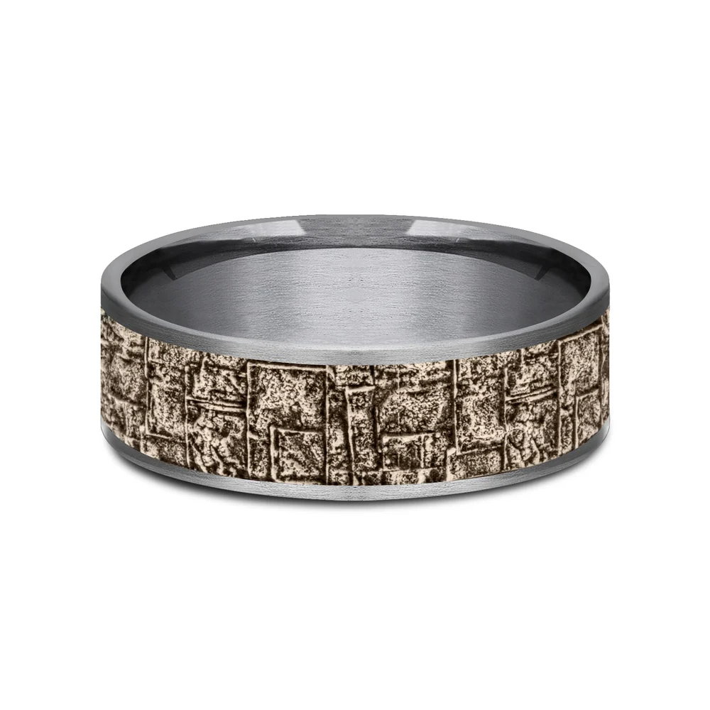 The Grove Men's Wedding Band in Grey Tantalum and 14K Rose Gold - 7.5mm Width by Ammara Stone - Image 3