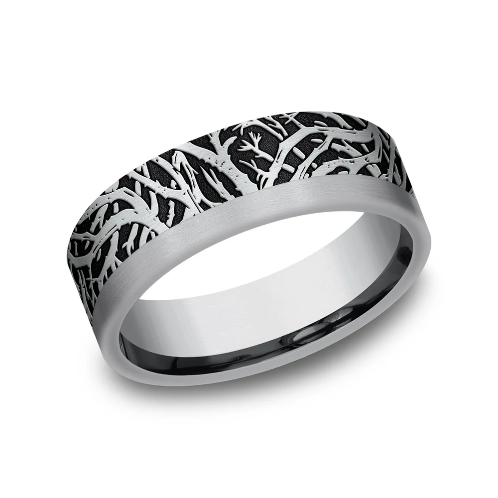 The Gunnison Men's Wedding Band in 14K White Gold and Grey Tantalum - 7mm Width by Ammara Stone