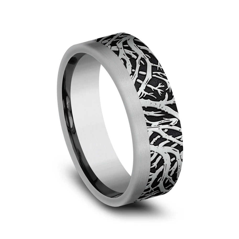 The Gunnison Men's Wedding Band in 14K White Gold and Grey Tantalum - 7mm Width by Ammara Stone - Image 2