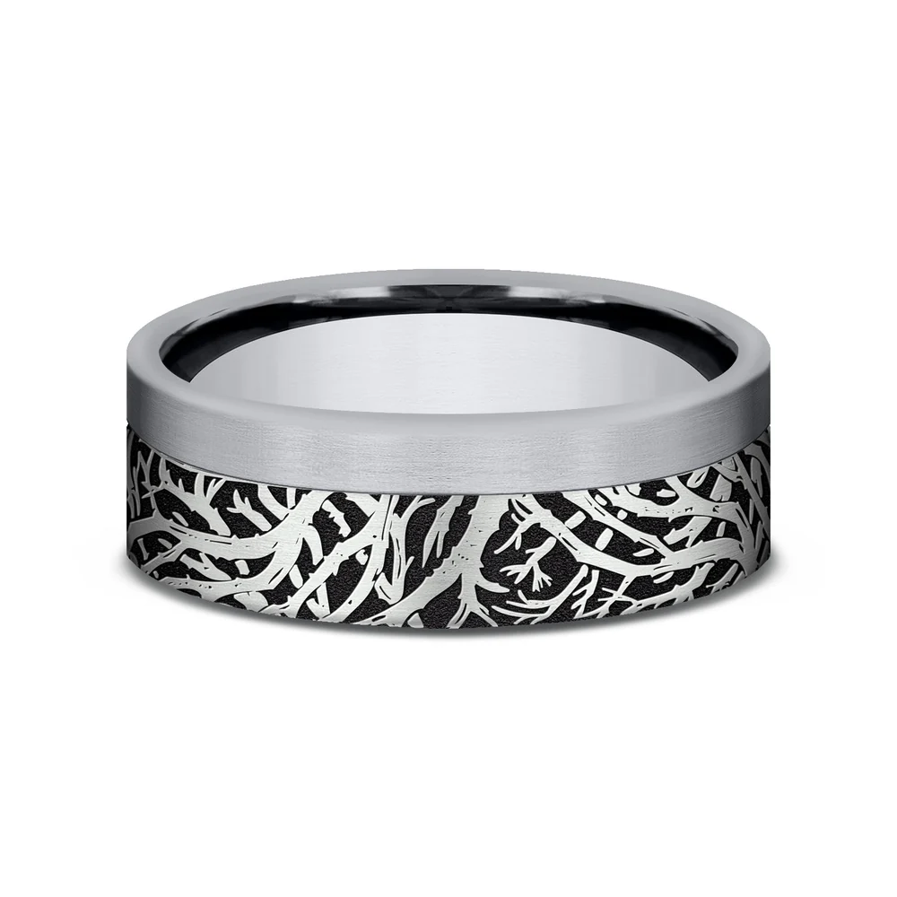 The Gunnison Men's Wedding Band in 14K White Gold and Grey Tantalum - 7mm Width by Ammara Stone - Image 3