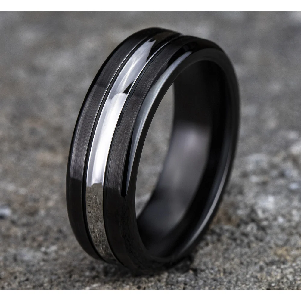 The Harrison Men's Wedding Band in Black Cobalt - 7.5mm Width by Forge - Image 4