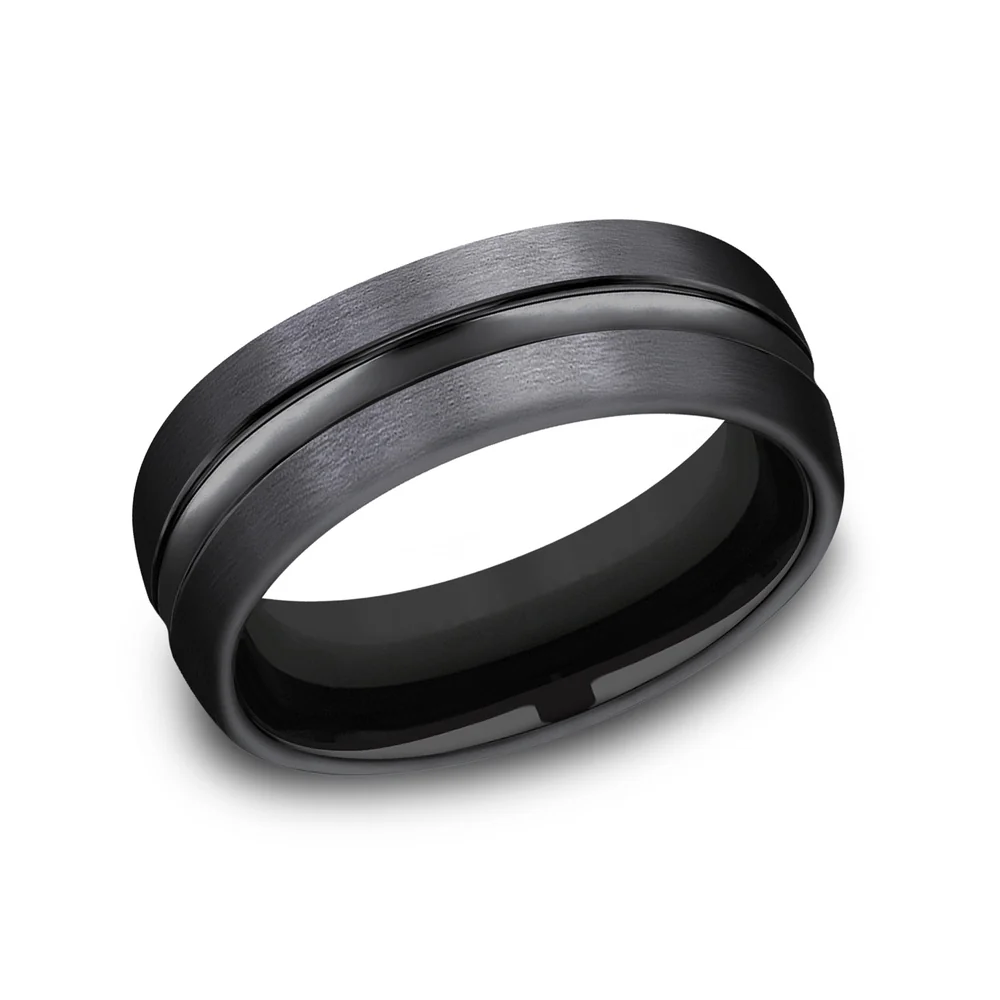 The Harrison Men's Wedding Band in Black Titanium - 7.5mm Width by Forge