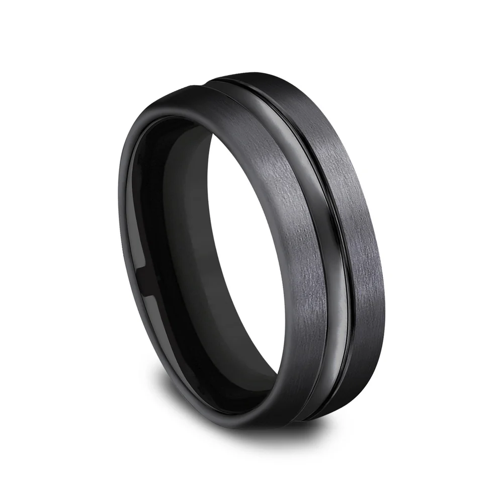 The Harrison Men's Wedding Band in Black Titanium - 7.5mm Width by Forge - Image 2