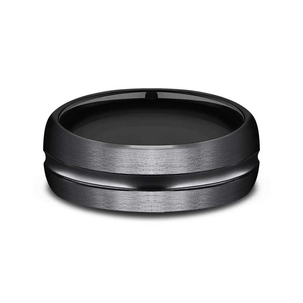 The Harrison Men's Wedding Band in Black Titanium - 7.5mm Width by Forge - Image 3
