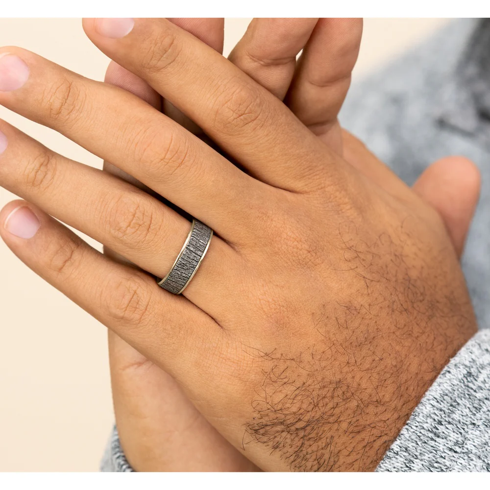 The Hazel Men's Wedding Band in 14K Yellow Gold and Grey Tantalum - 7.5mm Width by Brook and Branch - Image 5
