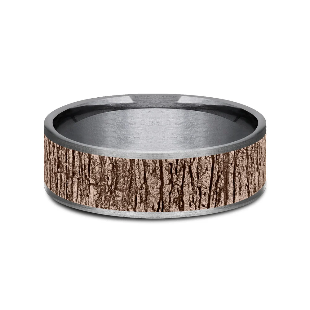 The Hazel Men's Wedding Band in Grey Tantalum and 14K Rose Gold - 7.5mm Width by Brook and Branch - Image 3