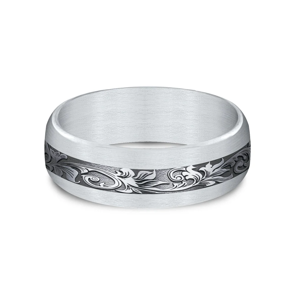 The Heir Men's Wedding Band in 14K White Gold and Grey Tantalum - 7.5mm Width by Ammara Stone - Image 3
