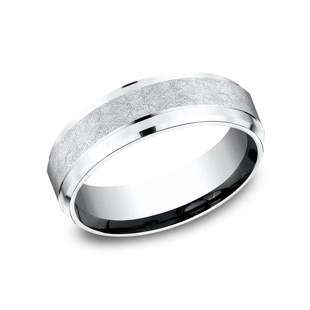 The Helix Men's Wedding Band in 14K White Gold - 6.5mm by Benchmark