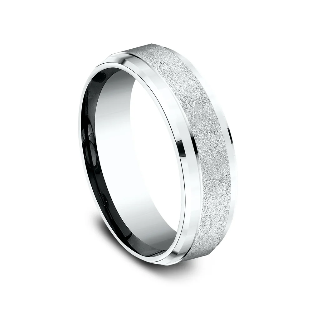 The Helix Men's Wedding Band in 14K White Gold - 6.5mm by Benchmark - Image 2