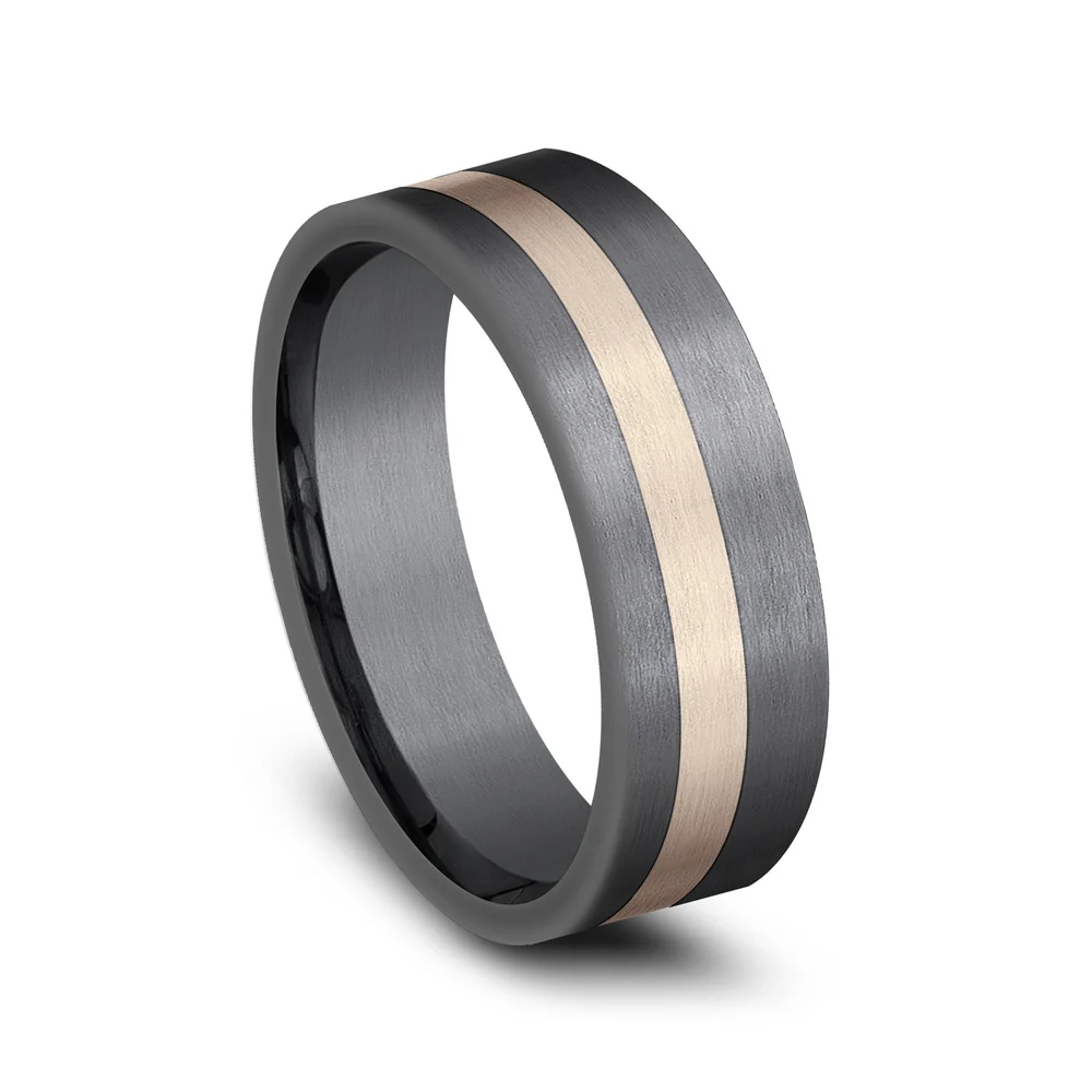 The Hero Men's Wedding Band in Tantalum and 14K Rose Gold - 7mm by Ammara Stone - Image 2