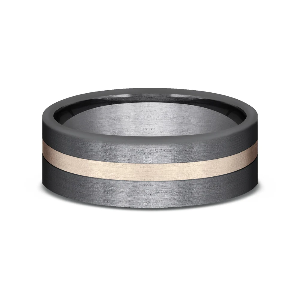 The Hero Men's Wedding Band in Tantalum and 14K Rose Gold - 7mm by Ammara Stone - Image 3